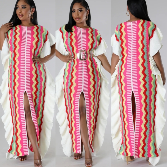 Love Sense Dresses & Skirts - Love Sense Ruffled Sides Knitted Poncho Maxi Sweater Dress Large Boho Cozy Chic